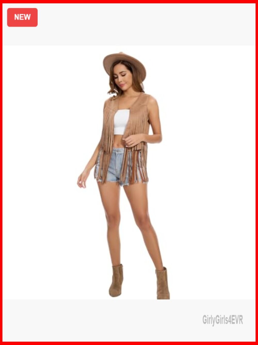 Faux Suede Fringe Vest Sleeveless Tassel Leather Jacket Hippie Western - Picture 5 of 7